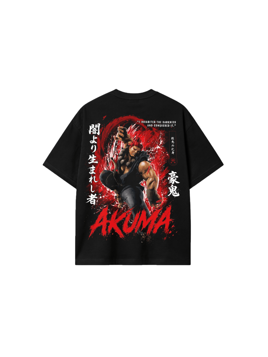 Camiseta Oversized Street Fighter Akuma