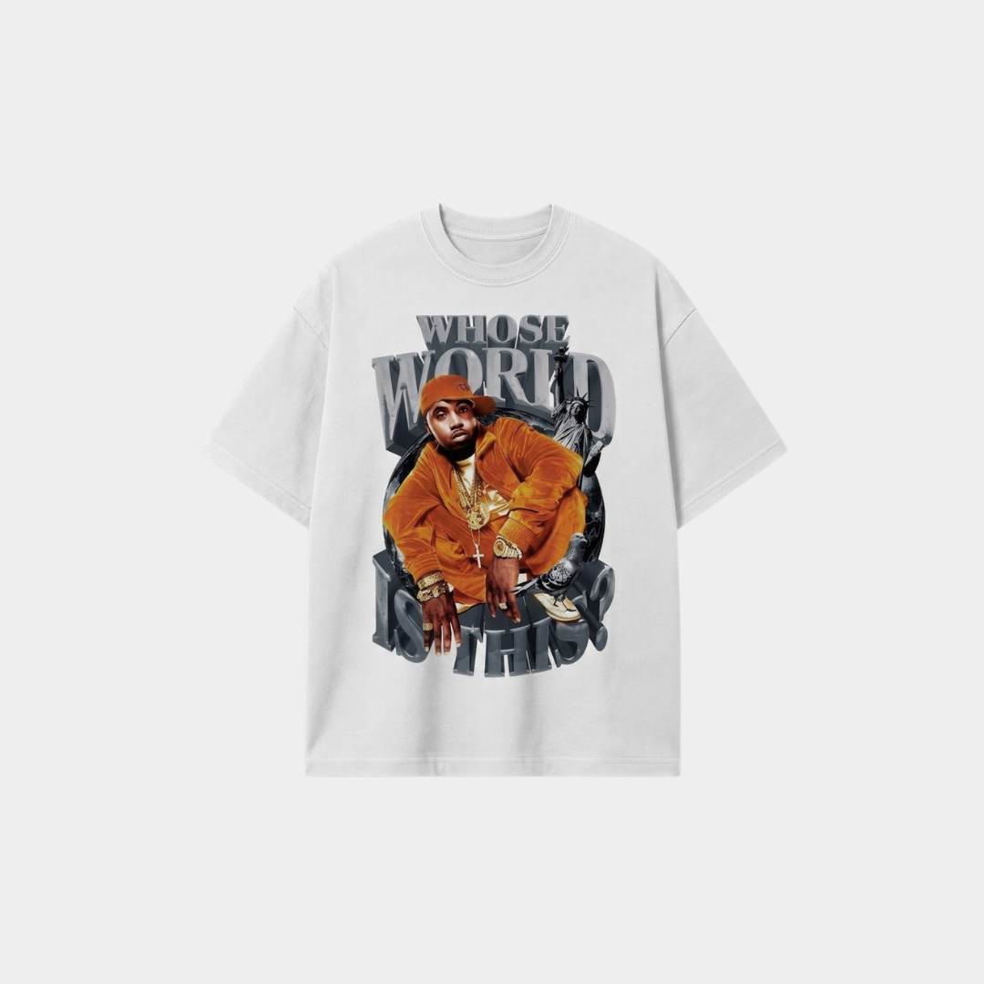Camiseta Nas Whose World Is This Branca