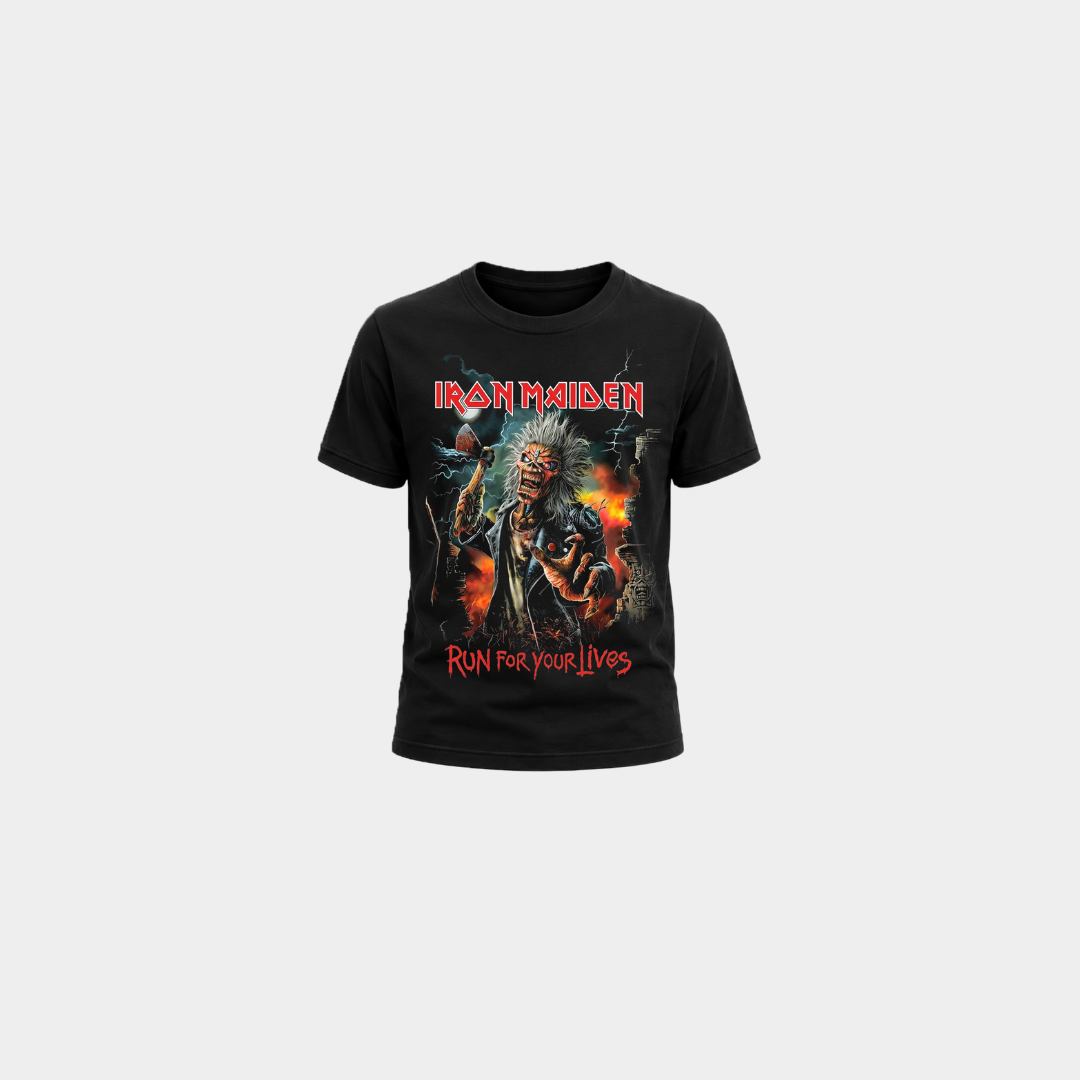 Camiseta Infantil Iron Maiden Run For Your Lives