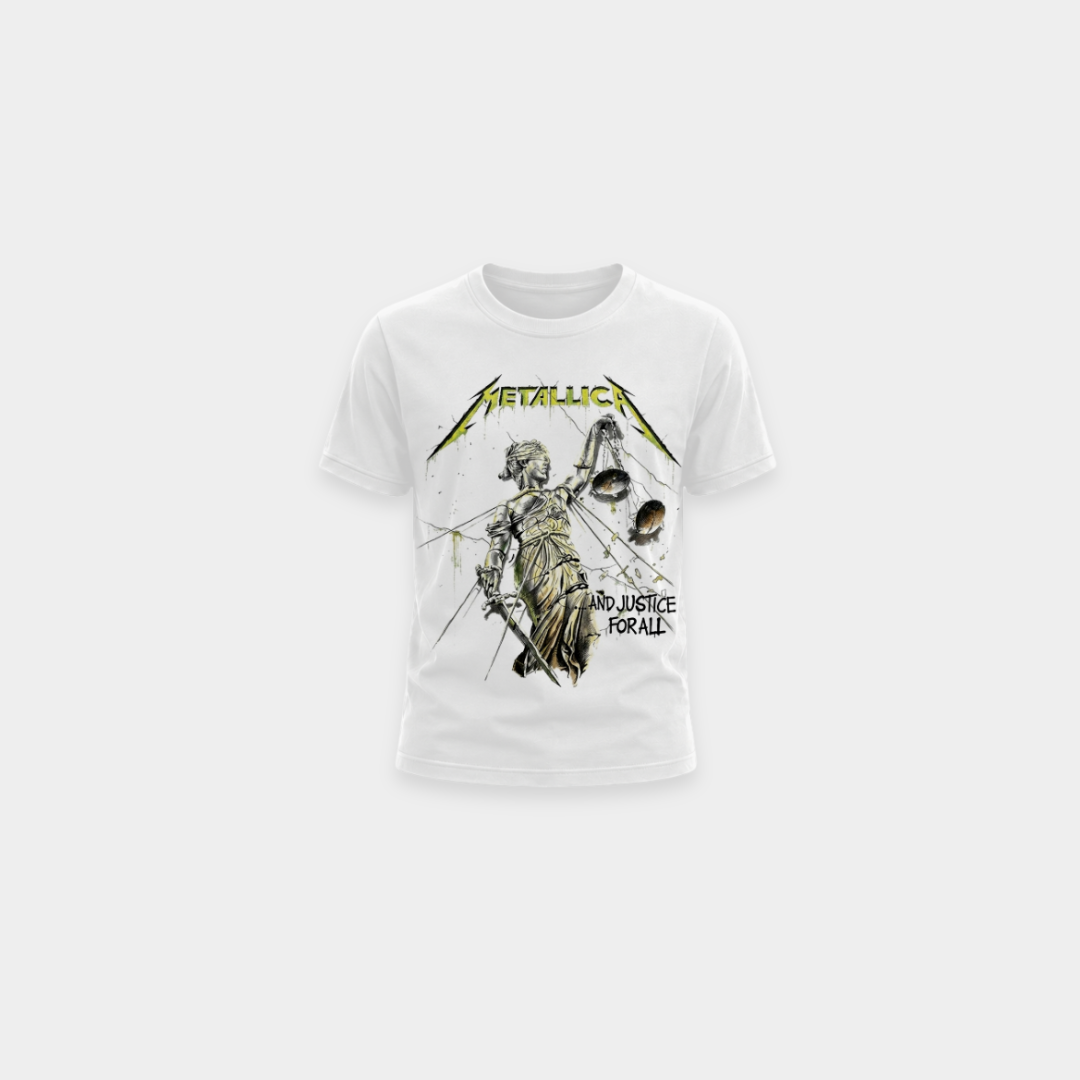 Camiseta Infantil Metallica And Justice For All Branca