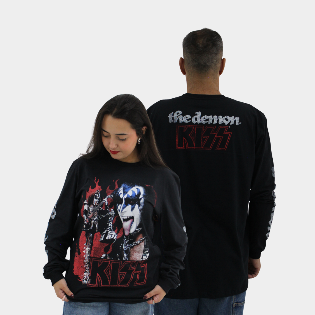 Camiseta Manga Longa KISS The Demon Preta
