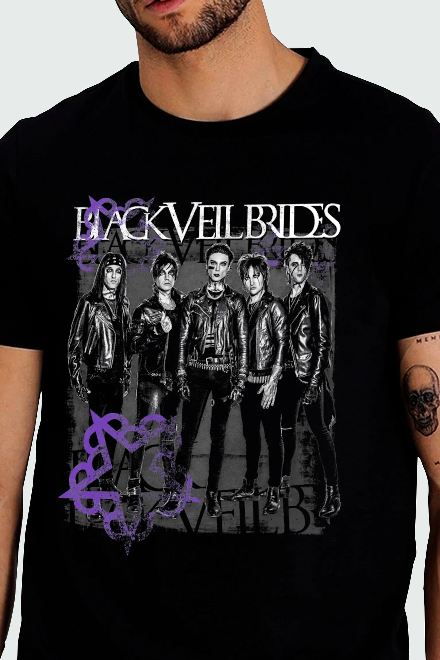 Camiseta Manga Curta Black Veil Brides Pentagram