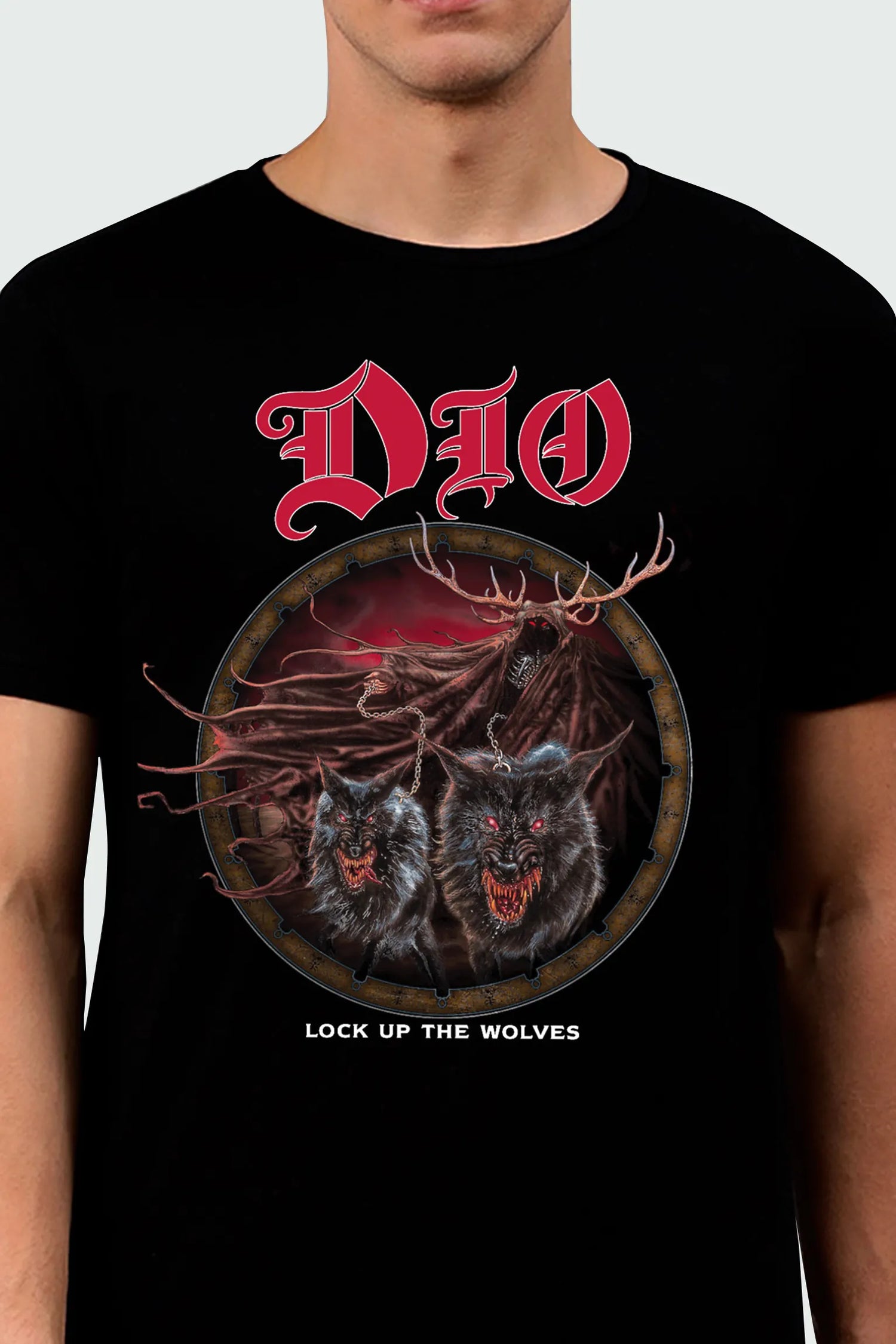 Camiseta Manga Curta Dio Lock Up The Wolves