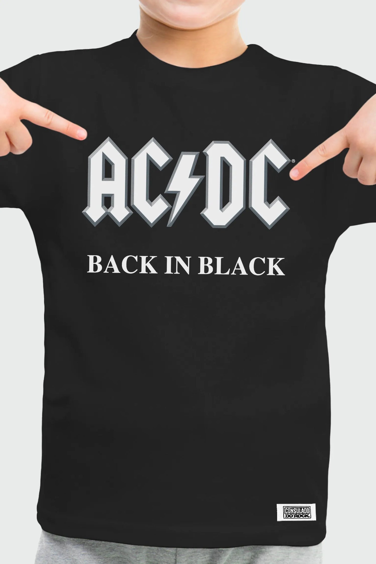 Camiseta Manga Curta Infantil AC/DC Black In Black