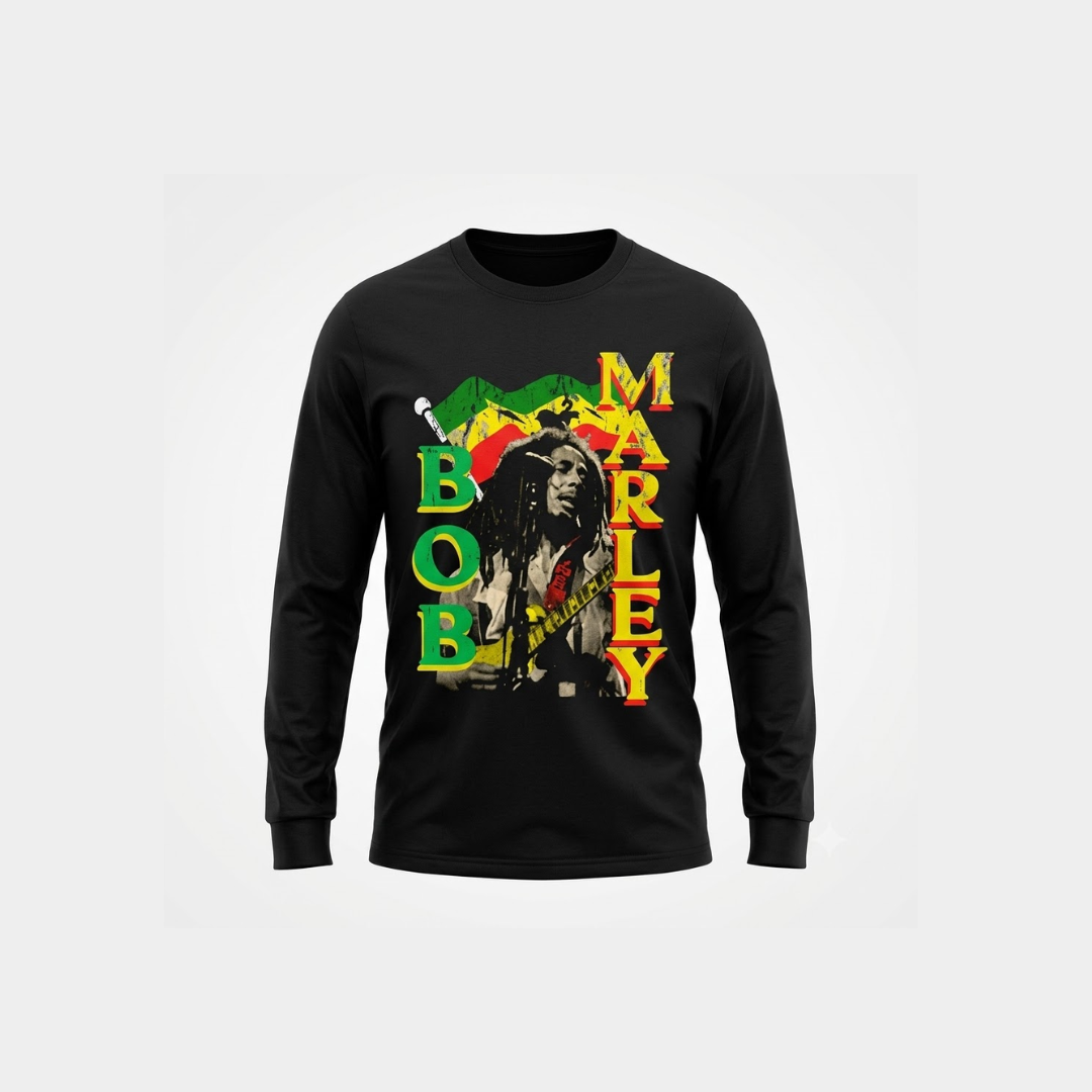 Camiseta Manga Longa Bob Marley Rasta