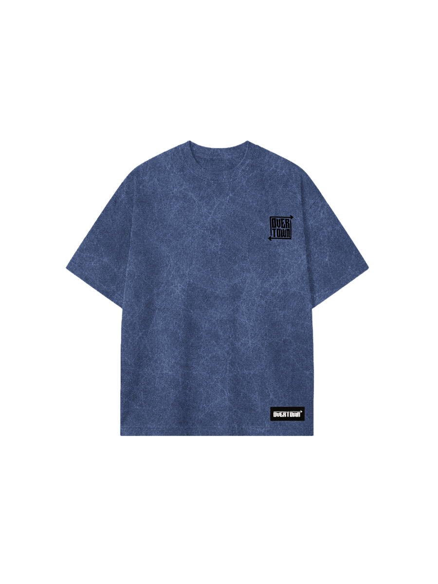 Camiseta Oversized Graffiti Azul Texturizado